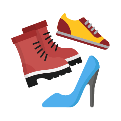 Footwear and shoes accepted for recycle clothes donation at Yellow Bin Johor